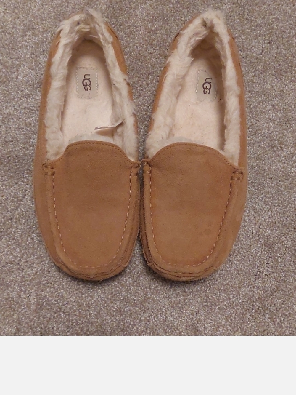 UGG Chestnut Suede Shearling Lined Moccasin Slippers